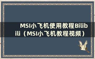 MSI小飞机使用教程Bilibili（MSI小飞机教程视频）