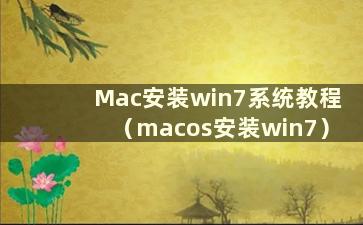 Mac安装win7系统教程（macos安装win7）