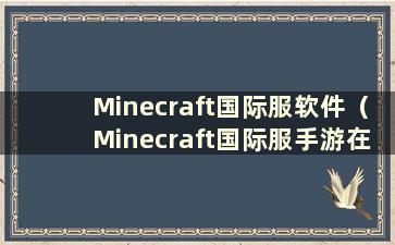 Minecraft国际服软件（Minecraft国际服手游在哪里下载）