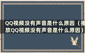 QQ视频没有声音是什么原因（播放QQ视频没有声音是什么原因）