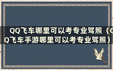 QQ飞车哪里可以考专业驾照（QQ飞车手游哪里可以考专业驾照）