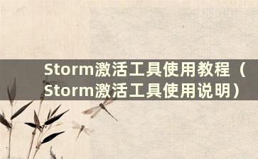 Storm激活工具使用教程（Storm激活工具使用说明）