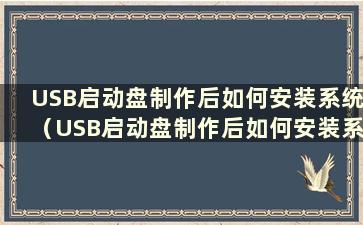 USB启动盘制作后如何安装系统（USB启动盘制作后如何安装系统）