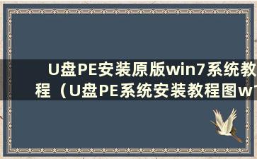 U盘PE安装原版win7系统教程（U盘PE系统安装教程图w10）