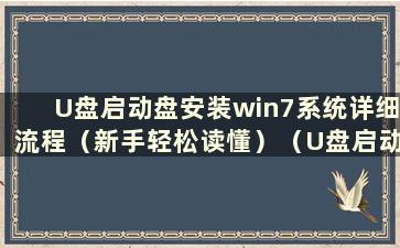 U盘启动盘安装win7系统详细流程（新手轻松读懂）（U盘启动盘安装win7系统步骤）