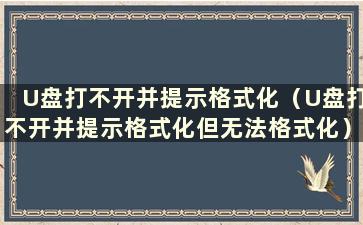 U盘打不开并提示格式化（U盘打不开并提示格式化但无法格式化）