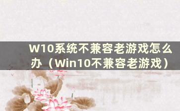 W10系统不兼容老游戏怎么办（Win10不兼容老游戏）