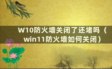 W10防火墙关闭了还堵吗（win11防火墙如何关闭）