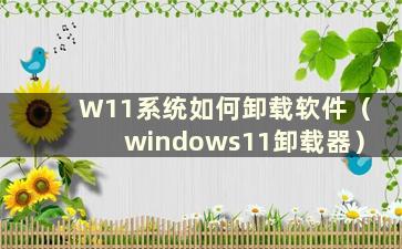 W11系统如何卸载软件（windows11卸载器）