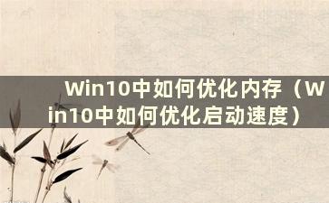 Win10中如何优化内存（Win10中如何优化启动速度）