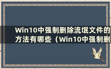 Win10中强制删除流氓文件的方法有哪些（Win10中强制删除流氓文件的方法有哪些）