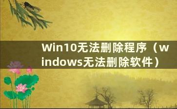 Win10无法删除程序（windows无法删除软件）