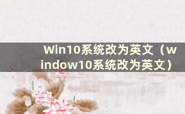 Win10系统改为英文（window10系统改为英文）