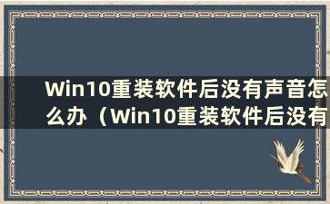 Win10重装软件后没有声音怎么办（Win10重装软件后没有声音问题的解决方法）