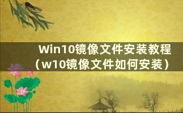 Win10镜像文件安装教程（w10镜像文件如何安装）