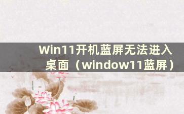 Win11开机蓝屏无法进入桌面（window11蓝屏）