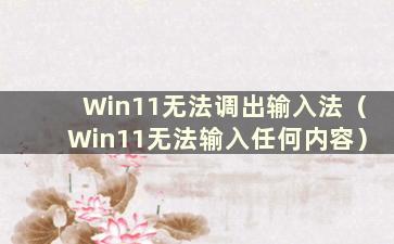 Win11无法调出输入法（Win11无法输入任何内容）