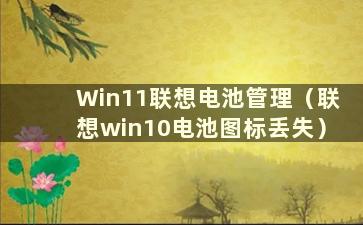 Win11联想电池管理（联想win10电池图标丢失）