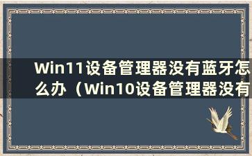 Win11设备管理器没有蓝牙怎么办（Win10设备管理器没有蓝牙怎么办）