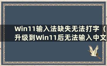 Win11输入法缺失无法打字（升级到Win11后无法输入中文）