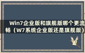 Win7企业版和旗舰版哪个更流畅（W7系统企业版还是旗舰版）