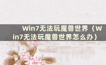 Win7无法玩魔兽世界（Win7无法玩魔兽世界怎么办）