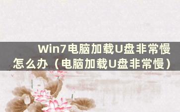 Win7电脑加载U盘非常慢怎么办（电脑加载U盘非常慢）