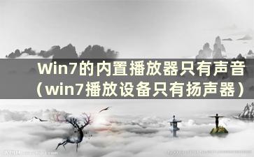 Win7的内置播放器只有声音（win7播放设备只有扬声器）