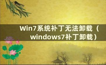 Win7系统补丁无法卸载（windows7补丁卸载）