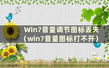 Win7音量调节图标丢失（win7音量图标打不开）