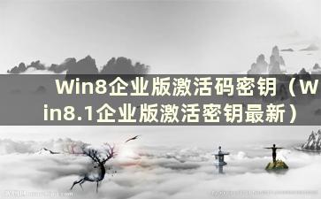 Win8企业版激活码密钥（Win8.1企业版激活密钥最新）