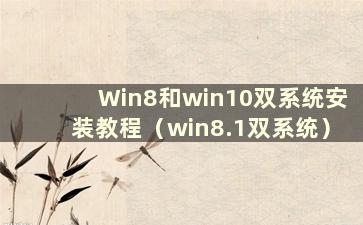 Win8和win10双系统安装教程（win8.1双系统）