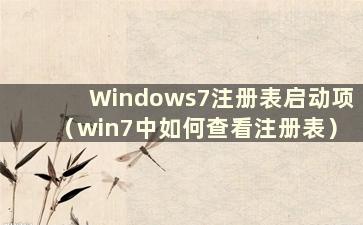 Windows7注册表启动项（win7中如何查看注册表）