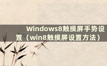 Windows8触摸屏手势设置（win8触摸屏设置方法）