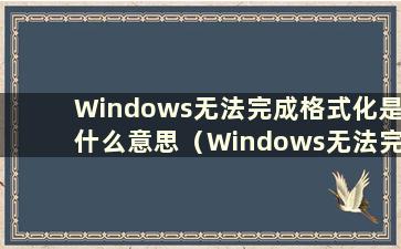 Windows无法完成格式化是什么意思（Windows无法完成硬盘格式化我该怎么办）