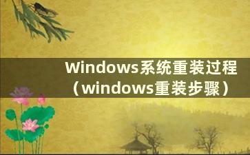 Windows系统重装过程（windows重装步骤）