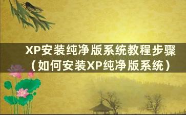 XP安装纯净版系统教程步骤（如何安装XP纯净版系统）