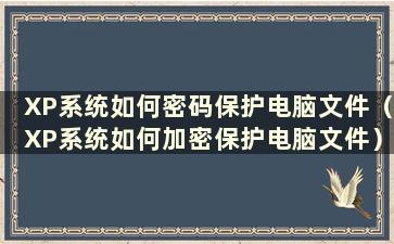 XP系统如何密码保护电脑文件（XP系统如何加密保护电脑文件）