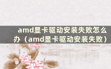 amd显卡驱动安装失败怎么办（amd显卡驱动安装失败）