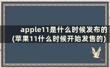 apple11是什么时候发布的(苹果11什么时候开始发售的)