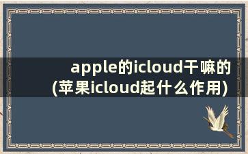 apple的icloud干嘛的(苹果icloud起什么作用)