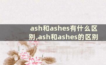 ash和ashes有什么区别,ash和ashes的区别