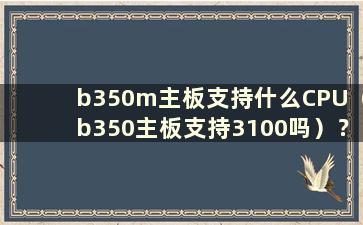 b350m主板支持什么CPU（b350主板支持3100吗）？