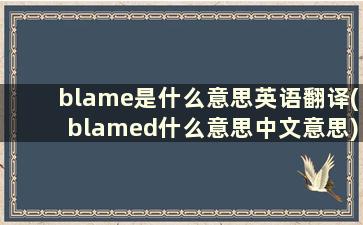 blame是什么意思英语翻译(blamed什么意思中文意思)