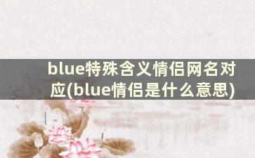 blue特殊含义情侣网名对应(blue情侣是什么意思)