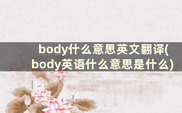 body什么意思英文翻译(body英语什么意思是什么)