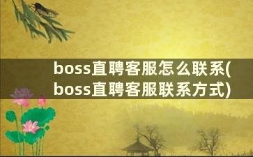 boss直聘客服怎么联系(boss直聘客服联系方式)