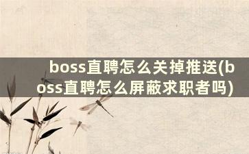 boss直聘怎么关掉推送(boss直聘怎么屏蔽求职者吗)