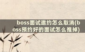 boss面试邀约怎么取消(boss预约好的面试怎么推掉)