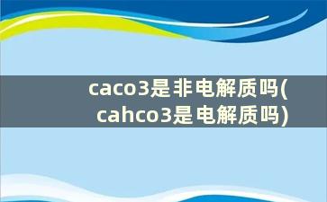 caco3是非电解质吗(cahco3是电解质吗)